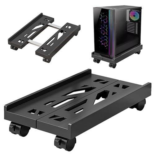 Zevmi PC Ständer mit Rollen: Computer PC Tower Ständer Einstellbare CPU Halterung Wagen Unter Schreibtisch CPU Bodenständer Universal für Home Office Desk PC Topfpflanzen von Zevmi