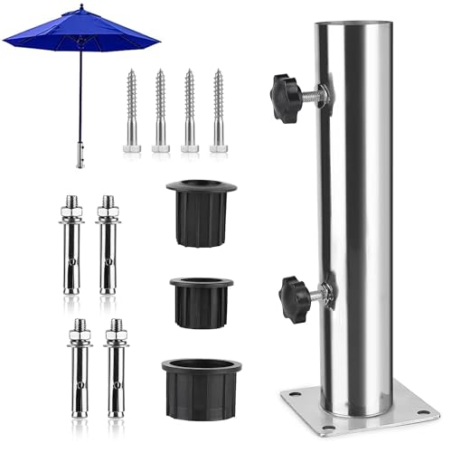Zevmi Universal Sonnenschirmständer Verstellbarer: Schirmständer für Sonnenschirm mit 8 Stahlnägel für Granit Platte Eisenplatte Zementplatte - Universal-standrohr aus Edelstahl Zevmi Universal Sonnenschirmständer Verstellbarer: Schirmständer für Sonnenschirm mit 8 Stahlnägel für Granit Platte Eisenplatte Zementplatte - Universal-standrohr aus Edelstahl von Zevmi