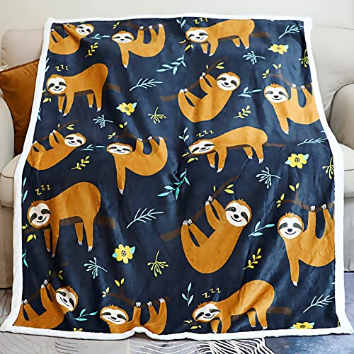 Zevrez Faultier-Decke, niedliches Faultier-Geschenke für Frauen, Faultiere, Liebhaber, Geschenke, weiche, leichte Flanell-Fleecedecke mit Faultieren (Faultier 3, 121,9 x 152,4 cm) von Zevrez