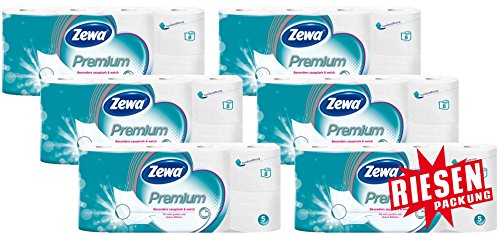 Zewa Premium 5-lagiges Toilettenpapier Jumbo 6er Pack - 6x 8 Rollen à 110 Blatt von Zewa