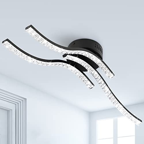 LED Deckenleuchte Moderne,Deckenlampe 3 Parallel Flammige Wohnzimmer Deckenbeleuchtung,LED Lichtleisten Acryl Wellenförmige,2640 Lumen 5500K Kaltesweiß Deckenleuchte für Esszimmer,Schlafzimmer,Küche von Zewanny