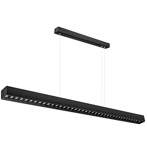 Zewanny LED Pendelleuchte Linear Hängelampe,Moderne Decke Esstisch Hängeleuchte,Höhenverstellbar Metall Büroleuchte Pendellampe,107CM 36W 4000K Natural Licht Aluminium Ideal für Haus Büro Wohnzimmer von Zewanny