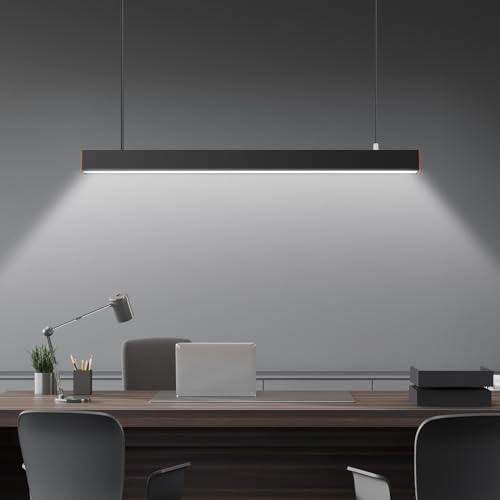 Zewanny LED Hängeleuchte Esstisch,Moderne Pendelleuchte 150CM Höhenverstellbar,Schwarz Esszimmer Kücheninsel Lang Linear Pendellampe,4000K 36W L90CM,Hängend Hängelampe für Büro Wohnzimmer Küche von Zewanny