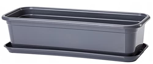 POKM Toolsmarket GmbH Balkonkasten Blumenkasten mit Untersetzer Venus 70 cm Anthrazit von POKM Toolsmarket GmbH
