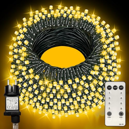 Zewool Lichterkette Außen 100m 800er LEDs Dimmbar mit Fernbedienung und Timer, 8 Modi IP65 Wasserdicht Lichterketten für Garten Hochzeit Party (Warmweiß) von Zewool