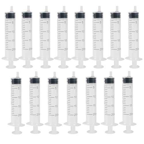 15 Stück Spritze 20ml, wiederverwendbare Spritzen ohne Nadel, für Tierfütterung, Pflanzenbewässerung und Labor, präzise Messspritze von ZexJpr