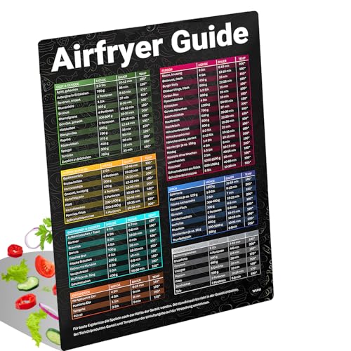 Airfryer Zubehör, Magnetischer Guide für Heißluftfritteuse, 17 x 23 cm aus robustem Resin, Praktische Rezepte und Temperaturangaben, Kompatibel mit gängigen Airfryer Modellen von ZexJpr
