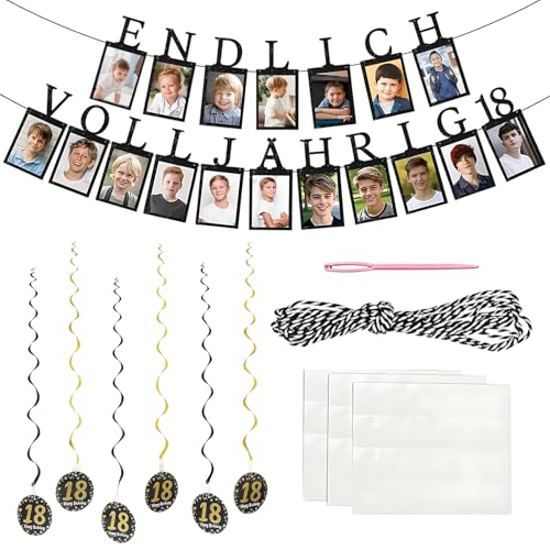 Deko 18. Geburtstag Junge, 2-teiliges Set Mit Flagge Und Spiralschmuck, 25 cm x 14.5 cm, Für Geburtstagsfeiern Und Fotodisplay, Hochwertige Materialien, Party, Geburtstag von ZexJpr