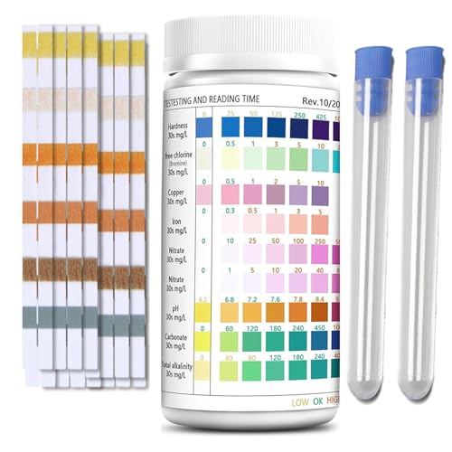 Teststreifen Aquarium, Aquarium Zubehör FüR RegelmäßIge WasserqualitäTskontroll, Nitrit Teststreifen, 100 StüCk Inklusive 2 TeströHrchen, Wassertest FüR Aquarien von ZexJpr