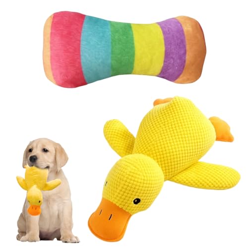 ZexJpr 2 Stück Anti Stress Ente Für Hunde, 19.1X20 cm Gelbe Hundespielzeug, Ente Hundespielzeug, Für Kleine Hunde Und Welpen, Für Haustiere Geeignet, SpaziergäNge Und Hundeschule von ZexJpr