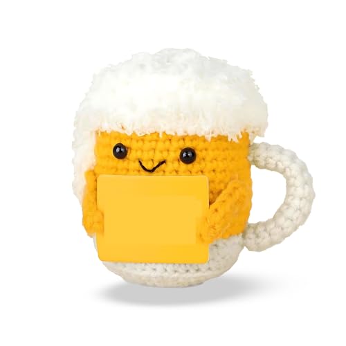 ZexJpr 2 Stück Geschenke Für Bierliebhaber, Bier Geschenk Für Männer, Emotional Support, Glückszeichen Und Strickpuppen, Lustige Geschenke für Freunde, Familie und Männer von ZexJpr