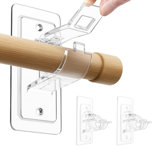 ZexJpr 2er-Pack Gardinenstange Kleben, Gardinenstangen Halterung, Selbstklebende Gardinenstangenhalterung ohne Bohren, ABS Halterungen für Vorhänge und Handtücher(5 x 11cm) von ZexJpr