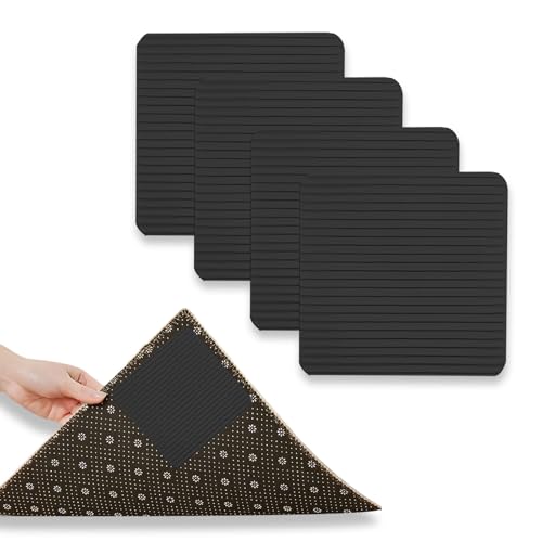 ZexJpr 4 Stück Antirutschmatte Für Teppich, Teppich Antirutschunterlage, 100 x 100 x 2mm rutschfeste Unterlage, Quadratischer Teppiche Aufkleber Für Mehr Sicherheit Im Alltag von ZexJpr