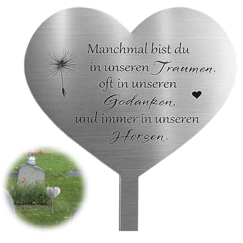 ZexJpr Grabschmuck Wetterfest, Grabdekoration Wetterfest Mit Engel Für Grab, 28x12x0.5cm Grabschmuck Herz, Outdoor Memorial Friedhof Deko für Grabschmuck, Souvenirs, Gartendekoration von ZexJpr