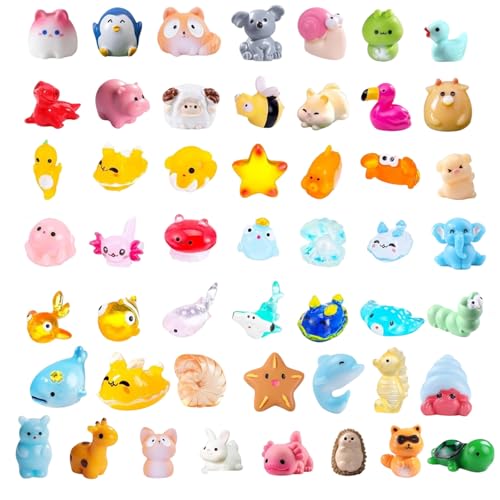 ZexJpr Mini Harz Figuren, 50 Stück Meerestiere Deko Set, Realistische Miniatur Tiere Set aus Resin für DIY Aquarium, Gartenparty, Gastgeschenk, Ornament für Miniaturlandschaft von ZexJpr