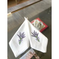 Lavendel Serviette | Bestickte Baumwoll-Serviette Hochzeitswäsche Muttertagsgeschenk Einweihungsparty Geschenk Gastgeschenk Einzeln Oder 4Er Set von ZeyRaEmbroidery