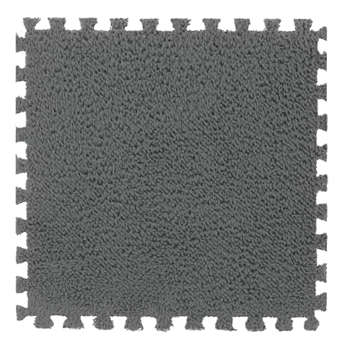 Zeyeo 12 Stück 12" X 12" X 1cm Plüsch-Fußmatten Aus Ineinandergreifendem Schaumstoff Mit Rand Für Die Heimdekoration(Light Gray) von Zeyeo