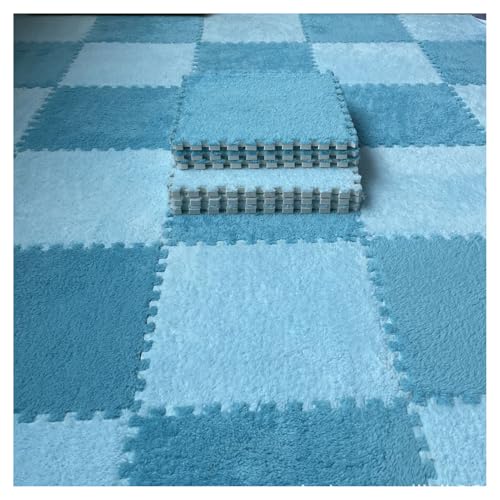 Zeyeo 18 Stück 12x12 Zoll (30,5 X 30,5 cm) 0,4 Zoll Plüsch-Eva-Schaumstoff-Ineinander Greifende Teppichfliesen Für Boden Und Spielzimmer(Pink Purple White) von Zeyeo