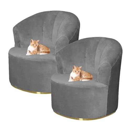 Zeyeo 2 - Stück Schonbezüge Aus Stretch-Samt Für Drehstühle - Heller Kaffee, 2er-Set, Schützen Und Verschönern Sie Ihre Wohnzimmermöbel(Light Gray) von Zeyeo