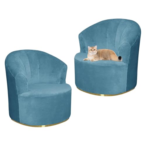 Zeyeo 2-teilige Schonbezüge Aus Samt Für Drehstühle, Hochelastisch, Kratzfest, Blau, Für Verschiedene Veranstaltungsorte Und Den Heimgebrauch (2er-Set)(Blue 1) von Zeyeo