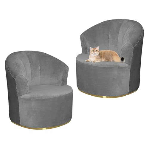 Zeyeo 2-teilige Schonbezüge Aus Samt Für Drehstühle, Hochelastisch, Kratzfest, Blau, Für Verschiedene Veranstaltungsorte Und Den Heimgebrauch (2er-Set)(Light Gray) von Zeyeo