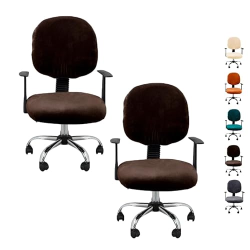 Zeyeo 2-teiliges Stretch-Set Aus Weichem Samt Für Bürostühle – Sitz- Und Rückenlehnenbezüge Für Computer-/Schreibtisch-Drehstühle(E 2pcs) von Zeyeo