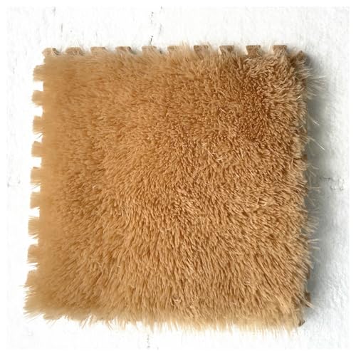 Zeyeo 20 Stück 12 X 12 X 0,4 Zoll Plüsch-Puzzle-Schaumstoff-Bodenmatten, Weiche Ineinandergreifende Quadratische Fliesen Für Wohnzimmer- Und Schlafzimmerdekor(Apricot) von Zeyeo