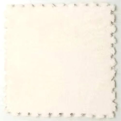 Zeyeo 20 Stück Ineinander Greifende Plüschschaum-Fußmatten Mit Rand, 12 X 12 Zoll, 0,4 Zoll, Weiche Quadratische Fliesen Für Zuhause(White) von Zeyeo