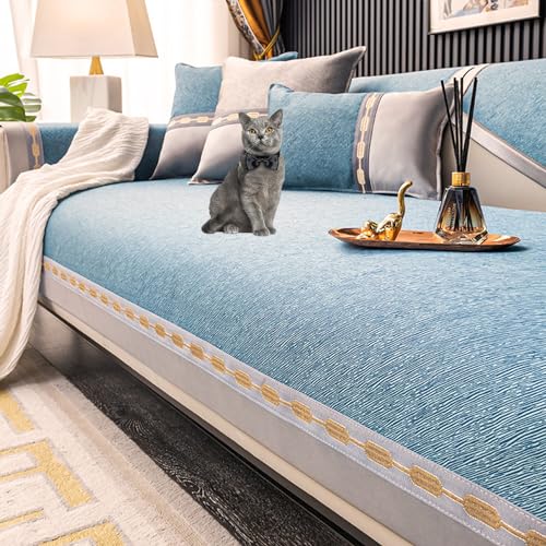 Zeyeo 2024 Moderner, Rutschfester Und Kratzfester Sofabezug, Schnittsofabezug Für 1–4 Kissensofas, Waschbarer Ganzjahresschutz(Blue,70 * 210cm/27.6 * 83in) von Zeyeo