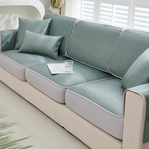 Zeyeo 2024 Sommer-Sofabezug Aus Eisseide, Waschbar Für 2–4 Sitze, Kratzfester Haustierschutz Mit Elastischer Unterseite(BLUK,Armrest70*70CM) von Zeyeo