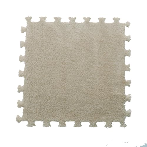 Zeyeo 24 Stück Plüsch-Fußmatten Aus Ineinandergreifendem Schaumstoff, 30,5 X 30,5 X 1 cm, Weiche Quadratische Fliesen Für Zuhause(Apricot) von Zeyeo
