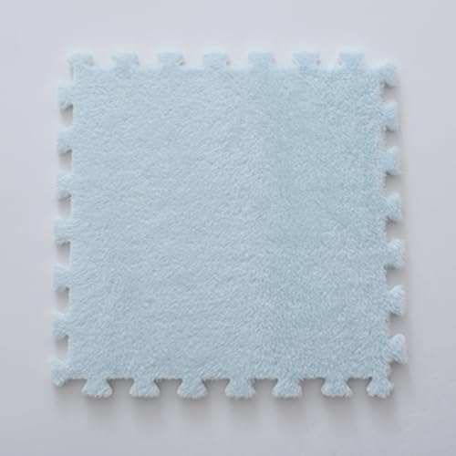 Zeyeo 24 Stück Plüsch-Fußmatten Aus Ineinandergreifendem Schaumstoff, 30,5 X 30,5 X 1 cm, Weiche Quadratische Fliesen Für Zuhause(Light Blue) von Zeyeo