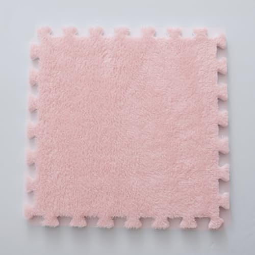 Zeyeo 24 Stück Plüsch-Fußmatten Aus Ineinandergreifendem Schaumstoff, 30,5 X 30,5 X 1 cm, Weiche Quadratische Fliesen Für Zuhause(Pink) von Zeyeo