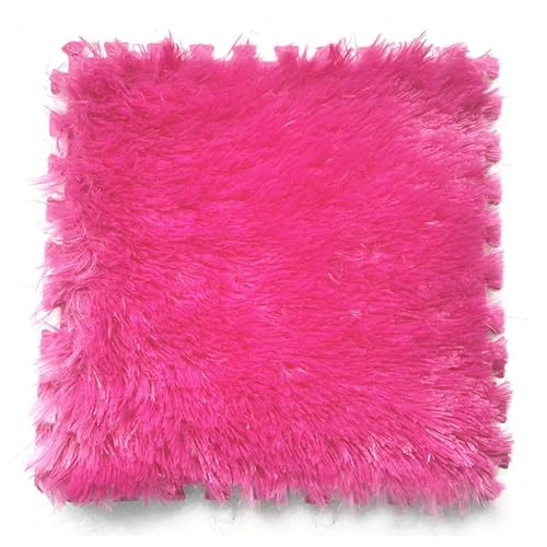 Zeyeo 28 Stück Ineinander Greifende Plüsch-Fußmatten Aus Schaumstoff Mit Rand, 12 X 12 Zoll, 0,4 Zoll, Weiche Quadratische Fliesen Für Die Heimdekoration(Rose Red) von Zeyeo
