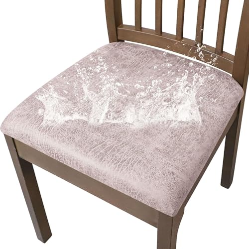 Zeyeo 2er/4er/6er Set Wasserfeste Sitzbezüge Für Esszimmerstühle, PU-Leder-Kissenbezüge Für Küchenstühle In Kamel (2er-Pack), Universelle Passform(Light Coffee,2 Pack) von Zeyeo