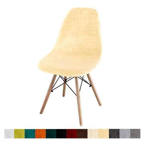 Zeyeo 2er-Set Stuhlhussen Aus Samt Ohne Armlehnen Für Esszimmerstühle Im Mid-Century-Modern-Stil, Schwarz, Sehr Dehnbar Und Langlebig(Beige,6 Pack) von Zeyeo