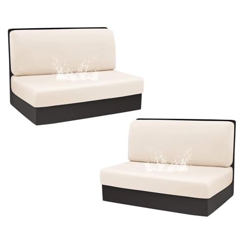Zeyeo 2er-Set wasserdichte Wohnmobil-Kissenbezüge Für Esstischsitze, Sitzbank Und Zweisitzer-Sofa, Waschbar In Kaffeefarbe (2 Rückenlehnen- + 2 Bankbezüge)(Beige) von Zeyeo
