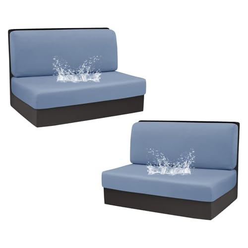 Zeyeo 2er-Set wasserdichte Wohnmobil-Kissenbezüge Für Esstischsitze, Sitzbank Und Zweisitzer-Sofa, Waschbar In Kaffeefarbe (2 Rückenlehnen- + 2 Bankbezüge)(Blue) von Zeyeo