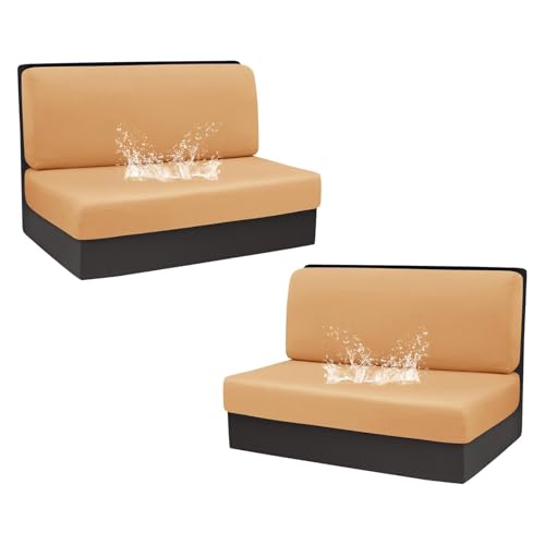 Zeyeo 2er-Set wasserdichte Wohnmobil-Kissenbezüge Für Esstischsitze, Sitzbank Und Zweisitzer-Sofa, Waschbar In Kaffeefarbe (2 Rückenlehnen- + 2 Bankbezüge)(Camel) von Zeyeo