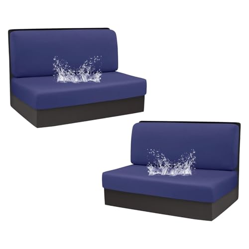 Zeyeo 2er-Set wasserdichte Wohnmobil-Kissenbezüge Für Esstischsitze, Sitzbank Und Zweisitzer-Sofa, Waschbar In Kaffeefarbe (2 Rückenlehnen- + 2 Bankbezüge)(Navy Blue) von Zeyeo