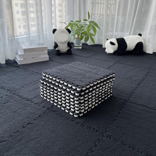 Zeyeo 30 Stück 12" X 12" X 1cm Weiche Plüsch-Fußmatten Aus Ineinandergreifendem Schaumstoff Mit Rändern Für Die Heimdekoration(Black) von Zeyeo