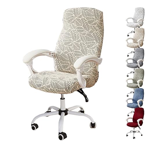 Zeyeo 3D-Jacquard-Bürostuhlbezug, Dehnbarer Drehstuhl-Schonbezug Mit Reißverschluss, 4er-/6er-Set(Beige 1pcs,X-Large) von Zeyeo