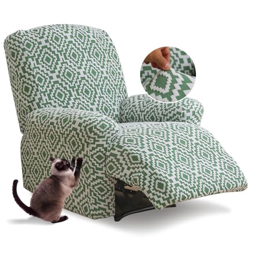 Zeyeo 4-teilige Stretch-Bezüge Für Relaxsessel Aus Jacquard – Verdickter Möbelschutz Für 1-Sitzer-Relaxsessel, Ideal Für Familien Mit Kindern Und Haustieren(Green B) von Zeyeo