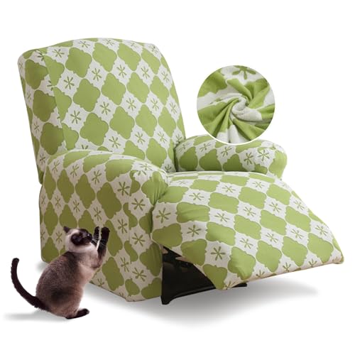 Zeyeo 4-teilige Stretch-Bezüge Für Relaxsessel Aus Jacquard – Verdickter Möbelschutz Für 1-Sitzer-Relaxsessel, Ideal Für Familien Mit Kindern Und Haustieren(Green C) von Zeyeo