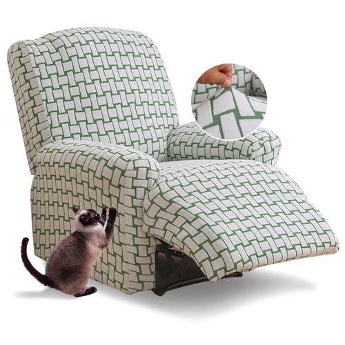 Zeyeo 4-teilige Stretch-Bezüge Für Relaxsessel Aus Jacquard – Verdickter Möbelschutz Für 1-Sitzer-Relaxsessel, Ideal Für Familien Mit Kindern Und Haustieren(Green a) von Zeyeo