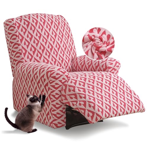 Zeyeo 4-teilige Stretch-Bezüge Für Relaxsessel Aus Jacquard – Verdickter Möbelschutz Für 1-Sitzer-Relaxsessel, Ideal Für Familien Mit Kindern Und Haustieren(Pink B) von Zeyeo