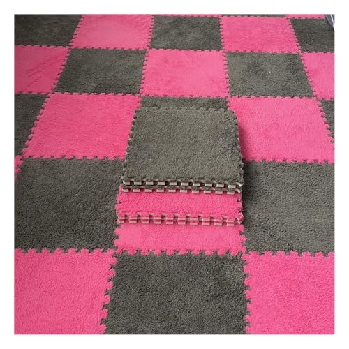 Zeyeo 40 Stück 12" X 12" X 1cm Dicke Ineinander Greifende Schaumstoff-Bodenmatten Mit Kissen Für Spielzimmer Klassenzimmer(Gray Rose Red) von Zeyeo