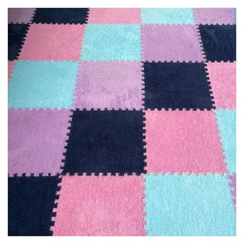 Zeyeo 40 Stück 12" X 12" X 1cm Weiche Plüsch-Fußmatten Aus Ineinandergreifendem Schaumstoff Mit Rändern Für Die Heimdekoration(Navy+Light Blue+Light Purple+pink) von Zeyeo