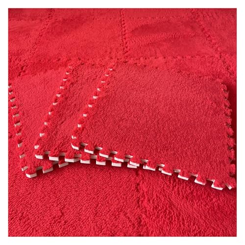Zeyeo 60 Stück 11,8 X 11,8 X 0,39 Zoll Dicke, Ineinander Greifende Teppichfliesen Aus Plüschschaum Mit Kanten(Red) von Zeyeo