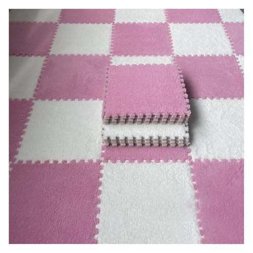 Zeyeo 60 Stück Flauschige Ineinander Greifende Eva-Schaum-Fußmatten 11,8 X 11,8 X 0,39 Zoll (30 X 30 X 1 cm) Weiche Schutzfliesen Für Zuhause(Pink White) von Zeyeo